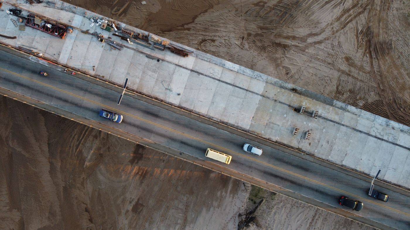 Bridge deck construction viewed from above