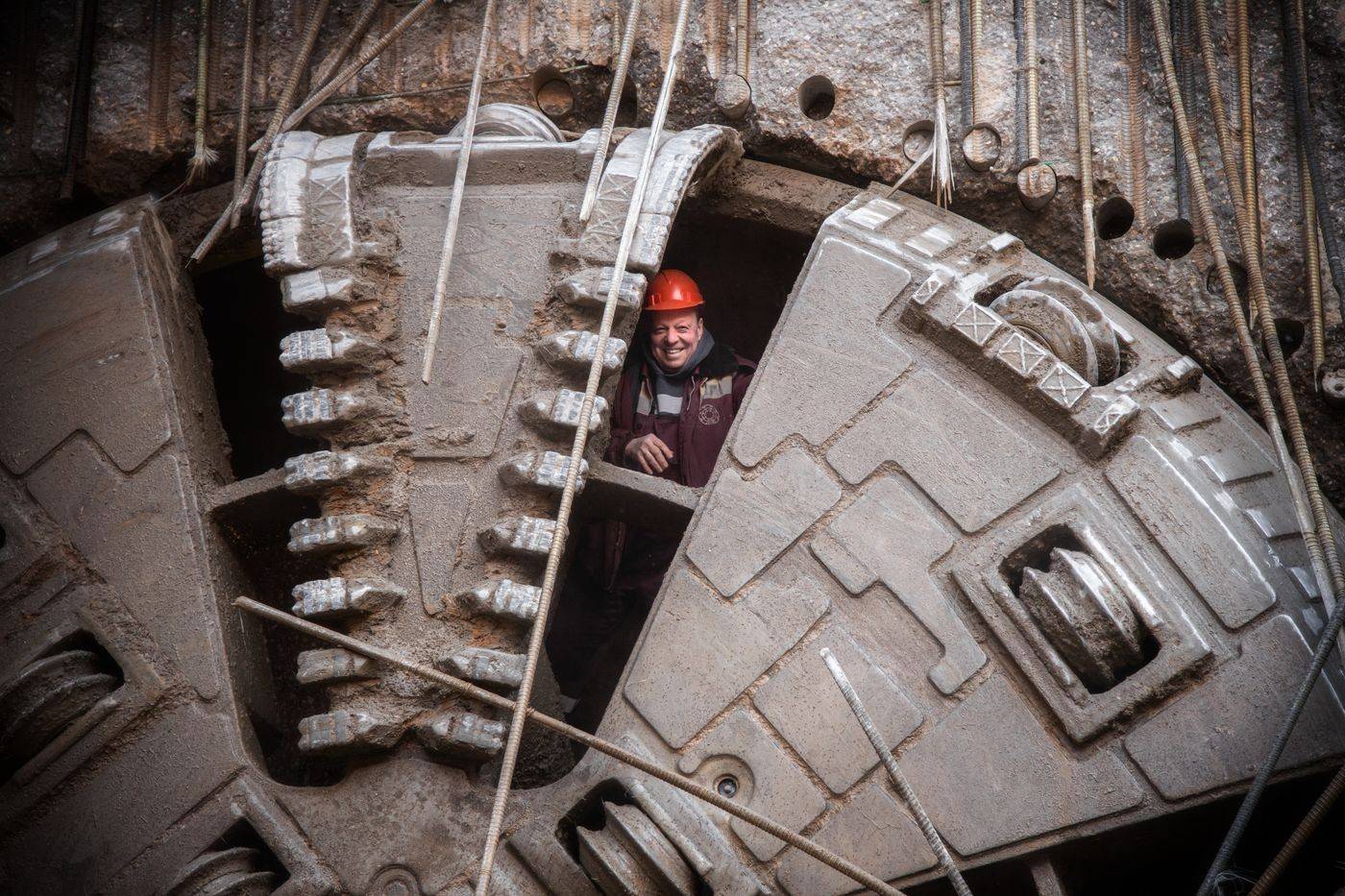 Tunnel boring machine at an underground construction site