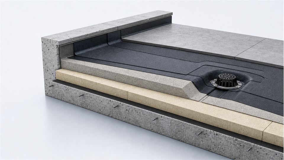 Typical Flat Roof Build-Up annotated technical illustration