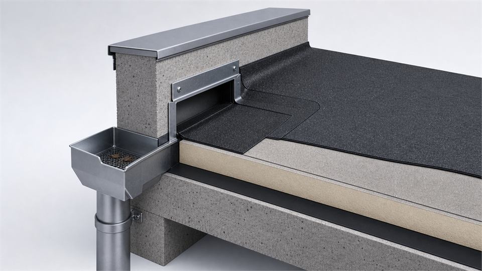 Horizontal Roof Outlet annotated technical illustration
