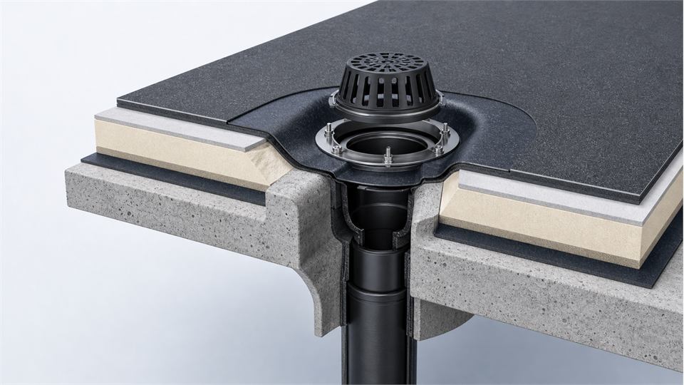 Vertical Roof Drain annotated technical illustration