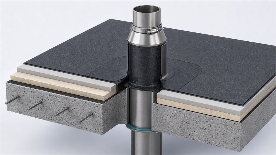 Roof Pipe Penetration annotated technical illustration