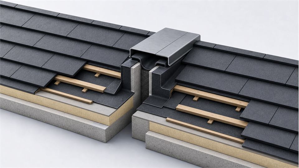 Pitched Roof Movement Joint annotated technical illustration
