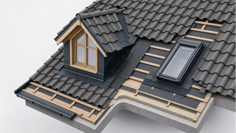 Dormer and Rooflight annotated technical illustration