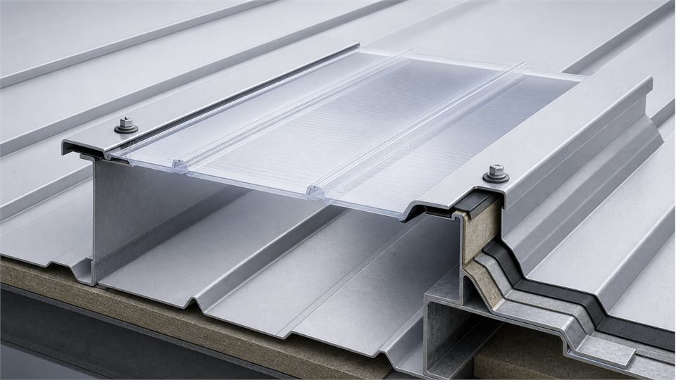 Rooflight Perimeter on Metal Roof annotated technical illustration
