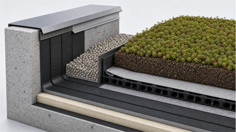 Parapet and Growing-Medium Edge annotated technical illustration