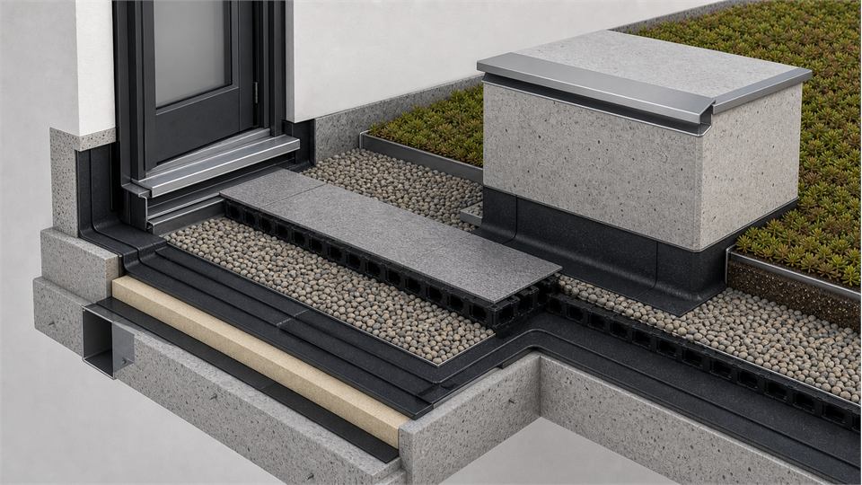 Green Roof Access and Equipment Base annotated technical illustration