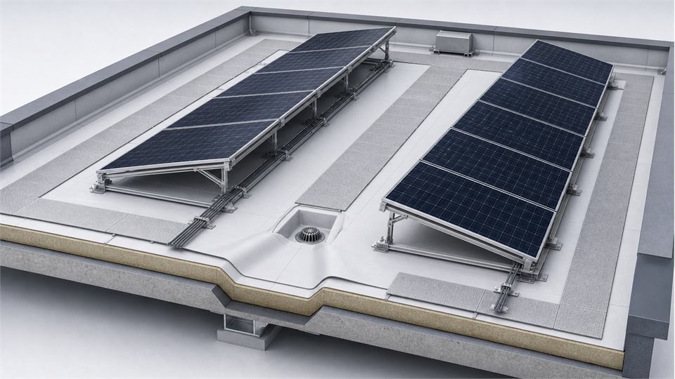 PV Drainage and Maintenance Routes annotated technical illustration