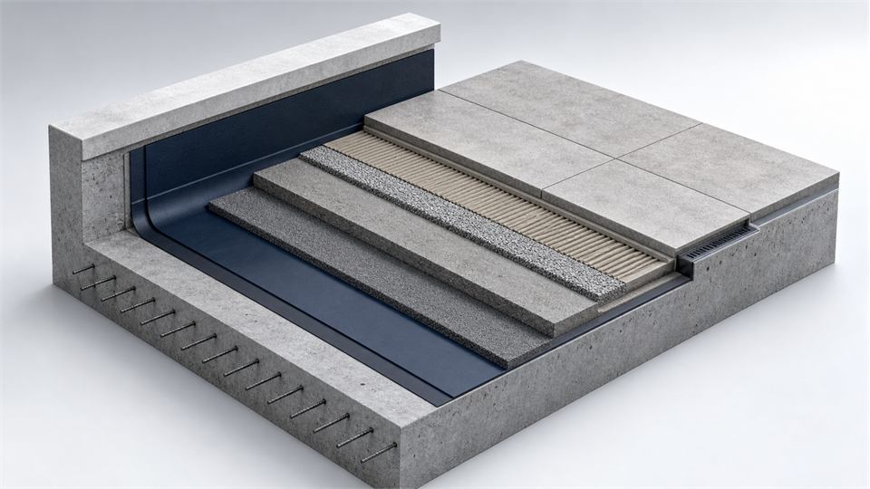 Paved Terrace Build-Up annotated technical illustration