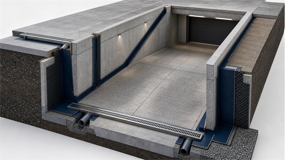 Basement Car-Park Entrance annotated technical illustration