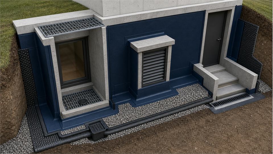 Lightwell, Vent Opening and Personnel Entrance annotated technical illustration