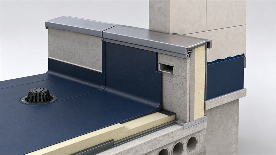 Parapet Top and Exterior Wall Junction annotated technical illustration