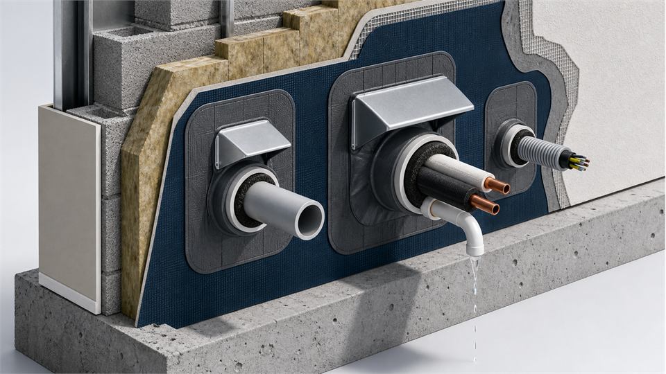 Wall Pipes, AC Openings and Other Penetrations annotated technical illustration
