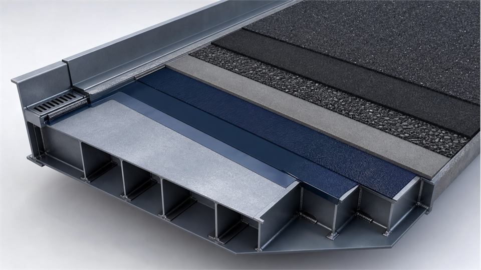 Steel Bridge Deck Corrosion Protection, Waterproofing and Surfacing annotated technical illustration