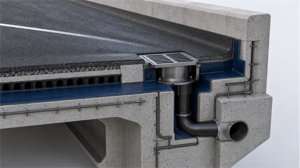 Bridge-Deck Edge and Scupper annotated technical illustration